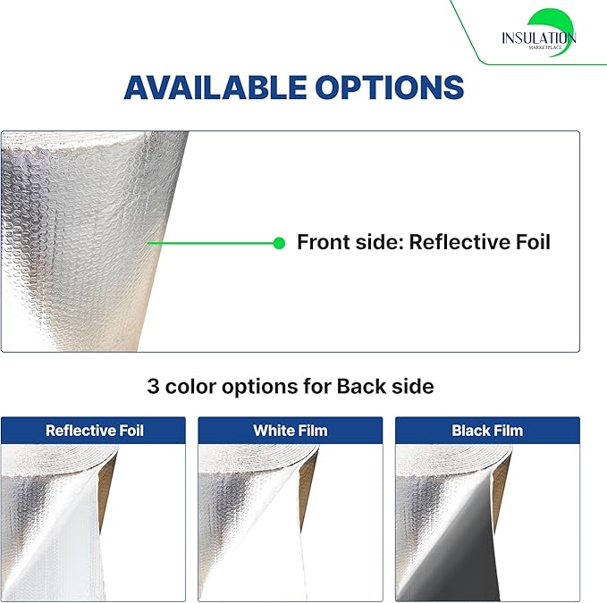 INSULATION MARKETPLACE - 48" x100ft Bubble Core Double Reflective Insulation roll, Thermal Shield, Duct, Garage, Wall, Attic, Pole Barn, Shed, Metal Building, RV Window Insulation, Foil / Foil