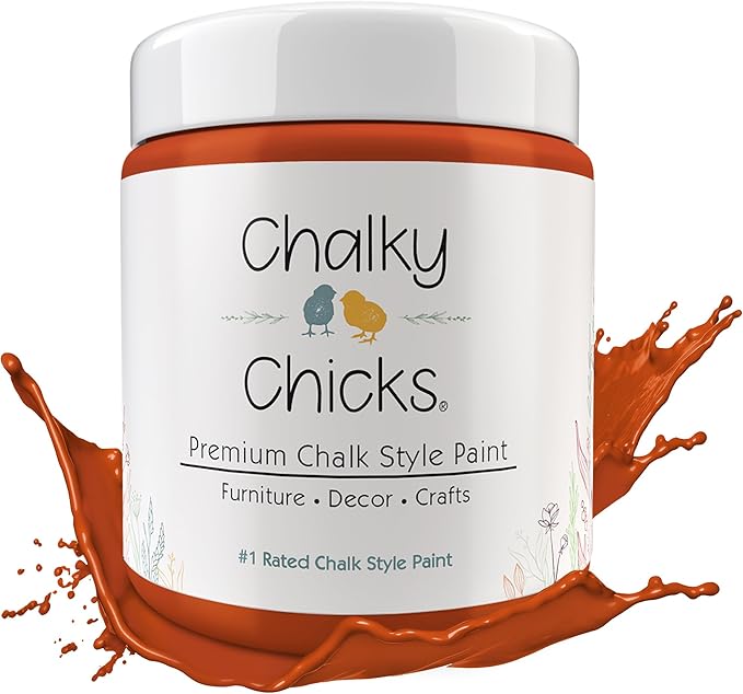 Chalky Chicks 16 Fl Oz Matte Pumpkin Pie (Orange) Chalk Paint for Furniture Without Sanding, No Prep Furniture Paint No Sanding All in One for Crafts, Wood, Walls, Cabinet, Metal, Dresser, Farmhouse