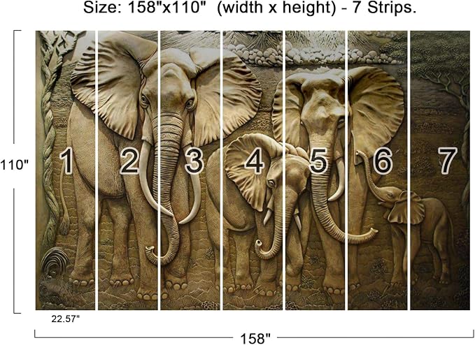 Cliouar-Wall Mural Wallpaper for Bedroom Living Room Wallpaper 3D Wallpaper Decoration Elephant Wallpaper 158" x 110"(Not Peel and Stick)