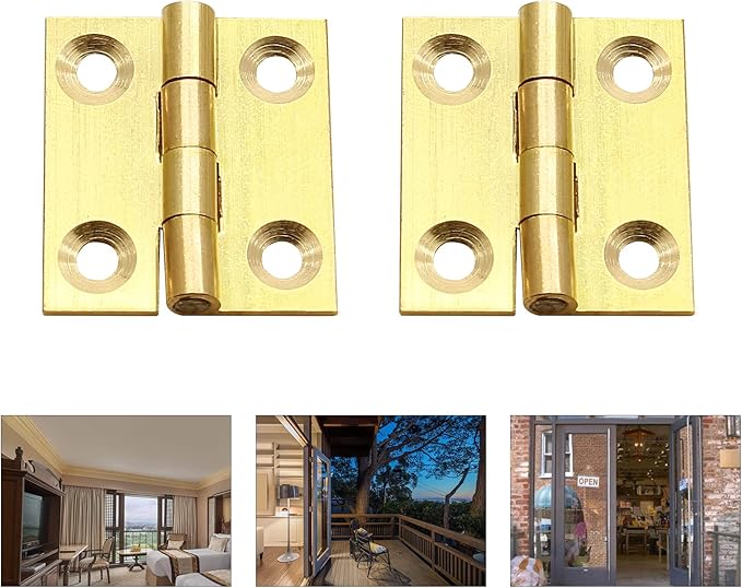 8Pcs 1 Inch Brass Butt Hinges, Gold Jewelry Box Hinges Small Cabinet Hinges Square Door Hinge Folding Craft Hinge Heavy Duty for Furniture Cupboard Drawer