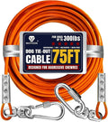 Tie Out Cable for Dogs Up to 300lbs,75ft Extra Strong 1000lbs Break Strength Tie-Out Tether Trolley Training Lead,Dog Run Cable for Yard Garden Park Camping Outside (Orange, 300lbs 75ft)