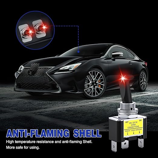 Nilight 2PCS Red LED Toggle Switch 12V DC 30A 3 Pin On Off 2 Position Heavy Duty Rocker Switch with 14AWG Wire for Automotive Cars Trucks Boats Racing Cars Auto Boat