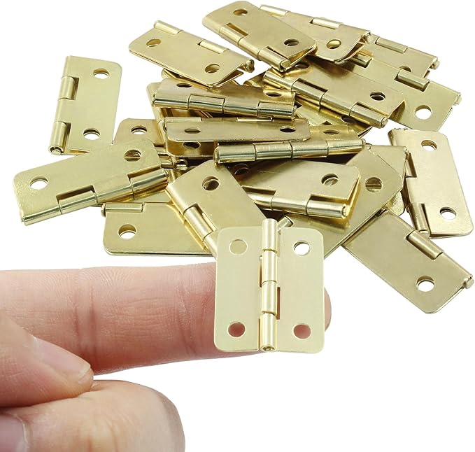 50 Pcs Small Hinges 1 Inch Butt Hinge with Screws,Jewelry Box Hinges Mini Hinges,Folding Craft Hinges Small Cabinet Hinges for DIY Box Mini Furniture Cupboard Closet(Gold)