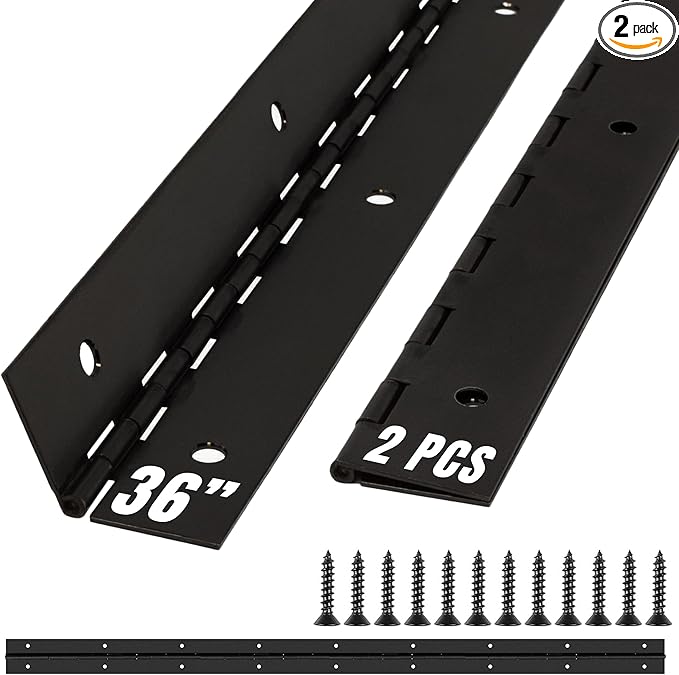 ALBO 36 Inch Black Heavy Duty Piano Hinge Continuous Stainless Steel 304 (2-Pack), Surface Mount Cabinet Hinges Matte Black 36"x2" for Piano Lid, Commercial Display & Industrial Cabinet