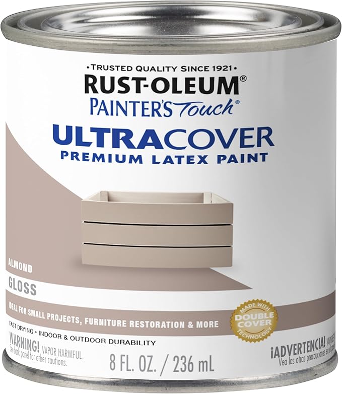 Rust-Oleum 1994730 Brush Painter's Touch Ultra-Cover Multi-Purpose Enamel Paint, 1/2 Pt Can, Gloss Almond 8 Fl Oz (Pack of 1)