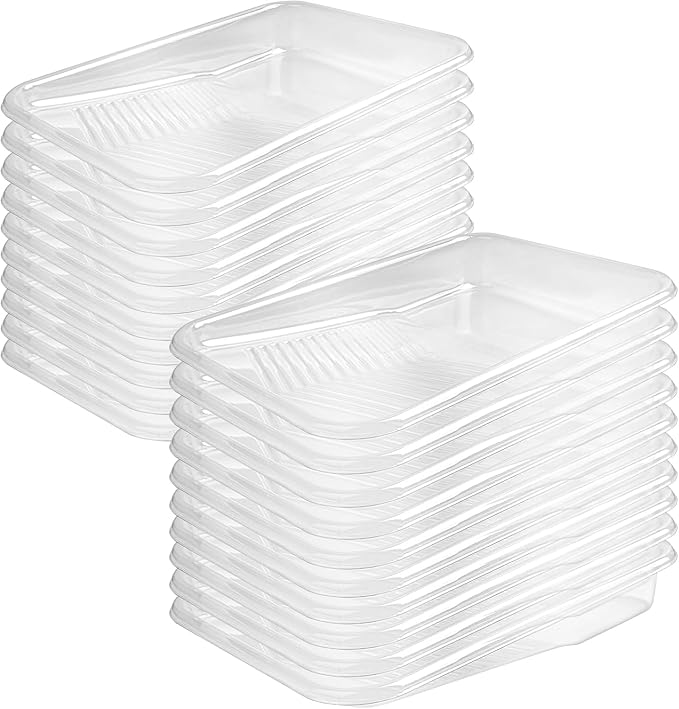 Mister Rui 9 Inch Paint Tray Liners, 20 Pack Disposable Paint Roller Tray Liners 9 Inch, Large Paint Trays for Painting Walls, Plastic Paint Tray, Replaceable Tray Liners