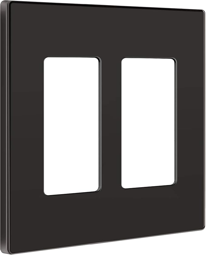 ENERLITES Elite Series Screwless Decorator Wall Plate Child Safe Outlet Cover, Size 2-Gang 4.68" H x 4.73" L, Unbreakable Polycarbonate Thermoplastic, SI8832-DB, Glossy, Dark Bronze