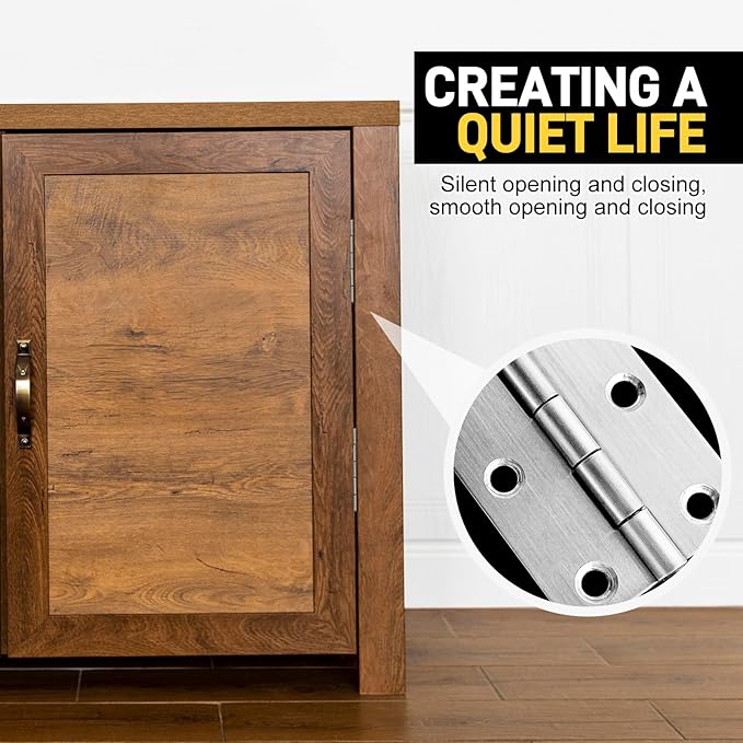 12 PCS 2.5 inch Door Hinge Thick Cabinet Hinge, High-end Stainless Steel Butt Hinges for Wood, Small Hinges Window Hinges Outdoor Hinges with 72 Mounting Screws, Silver