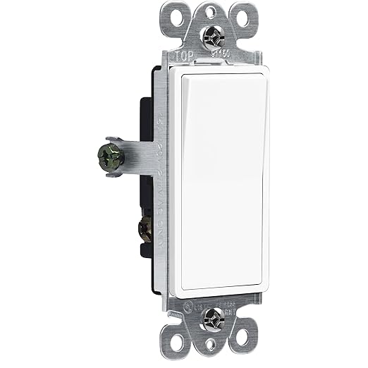 ENERLITES Decorator Paddle Rocker Light Switch, Gloss Finish, Single Pole, 3 Wire, Grounding Screw, Residential Grade, 15A 120V/277V, UL Listed, 91150-W, White