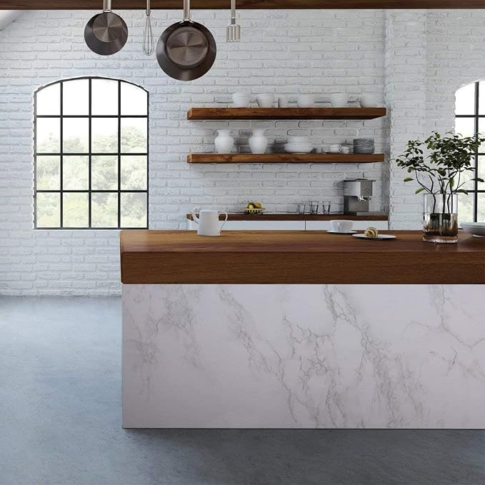 practicalWs Peel and Stick Marble Wallpaper 15.7'' x 472.4'' Marble Contact Paper for Cabinets and Drawers, White Gray Granite Self Adhesive Removable Kitchen Backsplash Vinyl Wall Paper