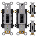 AIDA 4 Pack 4 Way Toggle Light Switch, 15 Amp, 120 Volt, Toggle Framed AC Quiet Switch, in Wall On/Off Switch Replacement, Self-Grounding, Residential and Commercial Grade, UL,Glossy Black