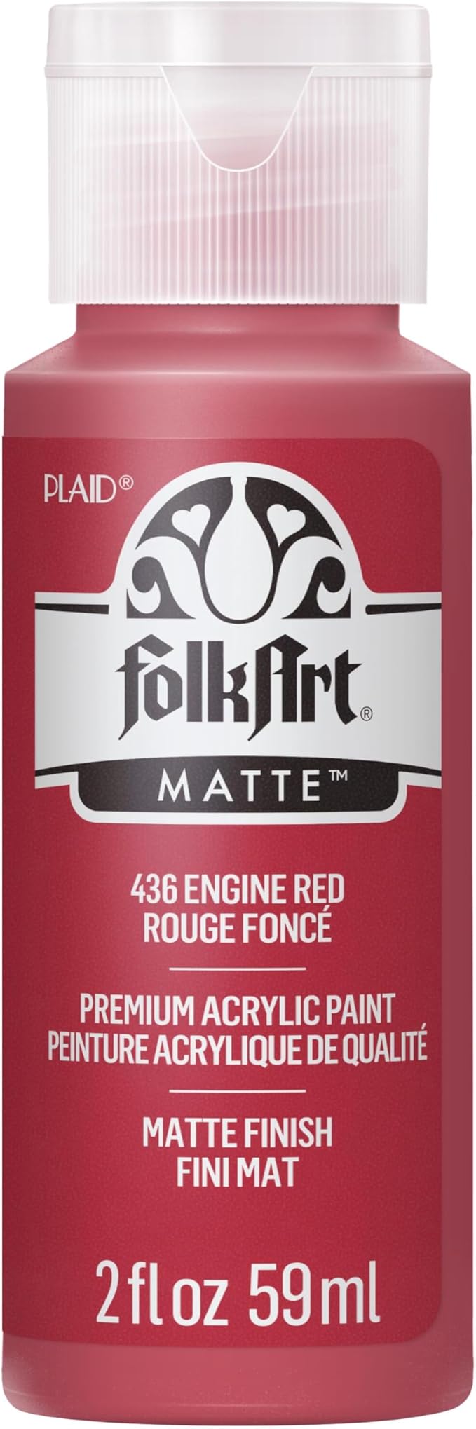 FolkArt Acrylic Paint in Assorted Colors (2 oz), 436, Engine Red
