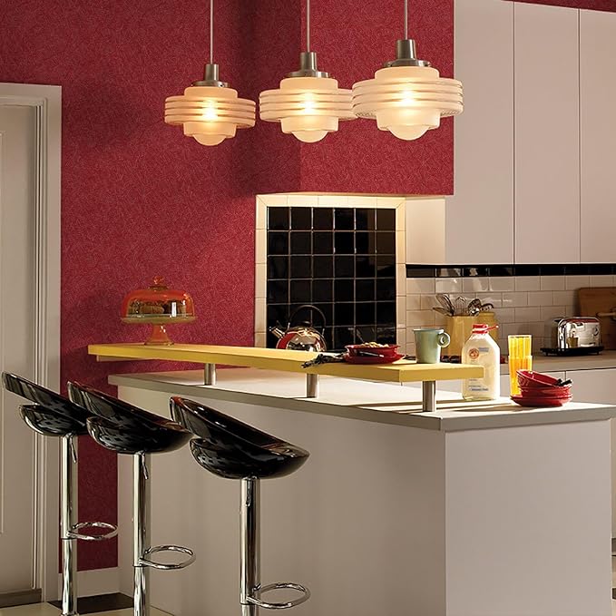 Dark Red Peel and Stick Self Adhesive Wallpaper Embossed Silk Contact Paper | 15.7" X 196.8" Removable Waterproof Bathroom Countertop Contact Paper Kitchen Vinyl Wrap for Cabinet Wall Cover