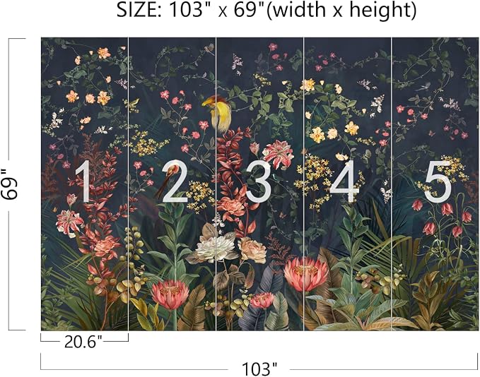 Cliouar-Idyllic Flower Girl Room Wallpaper Mural Bedroom Living Room Decor 103" x 69"(Not Peel and Stick)