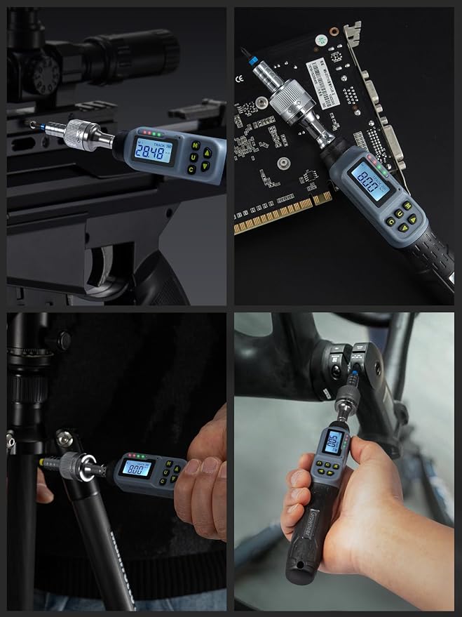 GROWNEER Upgraded Digital Torque Screwdriver, 3.5-70.8 In-lbs/0.4-8 Nm, 1/4'' Drive Inch Pound Rachet Torque Screwdriver Electrician with Buzzer & LED Indicator, Torque Wrench Screwdriver Set