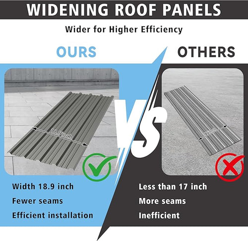 10PCS 80ft² Metal Roofing Panels 61.02”x18.9” Corrugated Metal Sheets Galvanized Exterior Siding Roofing Materials for Outdoor House Garages Sheds Pergola Gazebo Chicken Coop Stables, Gray