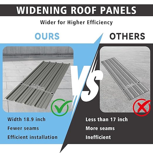 10PCS 80ft² Metal Roofing Panels 61.02“x18.9 Corrugated Metal Sheets Galvanized Exterior Siding Roofing Materials for Outdoor House Garages Sheds Pergola Gazebo Chicken Coop Stables, Grey