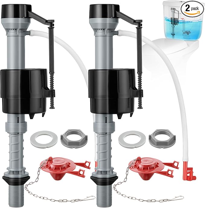Saillong 2 Sets Toilet Float Replacement Kit, Universal Toilet Flusher Replacement Kit and 2 Inch Flapper Replacements, High Performance Tank Water Control and Fill Valve