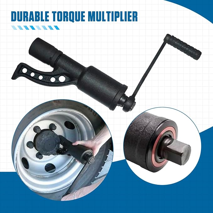Heavy Duty Torque Multiplier Wrench Set - 1:64 Torque Wrench Set 11PCS Labor Saving Torque Multiplier Wrench Lug Nut Remover Lug Nut Wrench Set 1'' Drive 4800 NM with 8PCS CR-V Sockets Set (24-38MM)