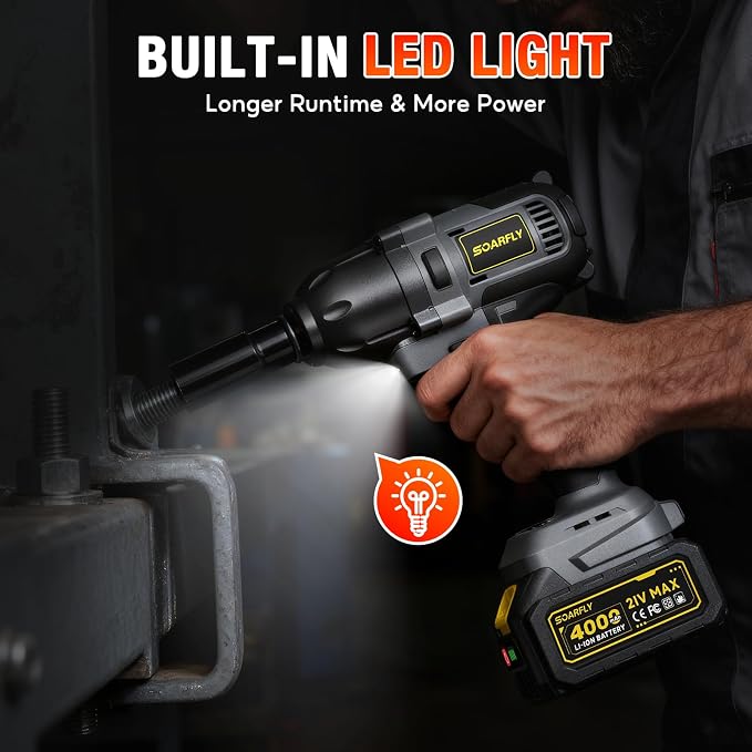 1/2" Cordless Impact Wrench, 738 Ft-lbs (1000 N.m) Impact Gun | 2x 4.0Ah Batteries, 3 Speed, Brushless Motor, LED Light, 6 Sockets, High Torque Impact Driver for Home Car/Mower/Truck RV