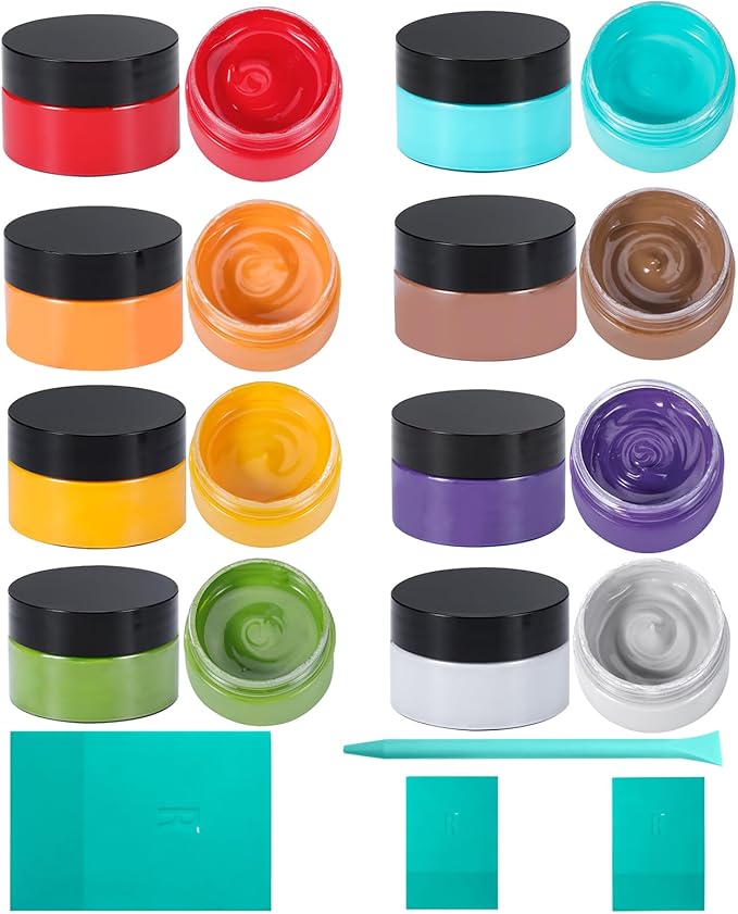8-Color Chalk Paste Paint Kit – with 4 Mini Silicone Squeegees, Non-Toxic DIY Stencil Paint for Wood, Fabric, Walls & Crafts