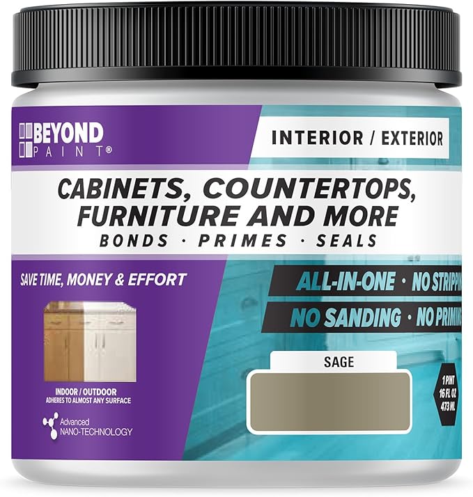 Beyond Paint All-in-One Refinishing Paint, No Sanding, Matte Finish for Cabinets, Countertops, Furniture and Doors, 1 Pint, Sage