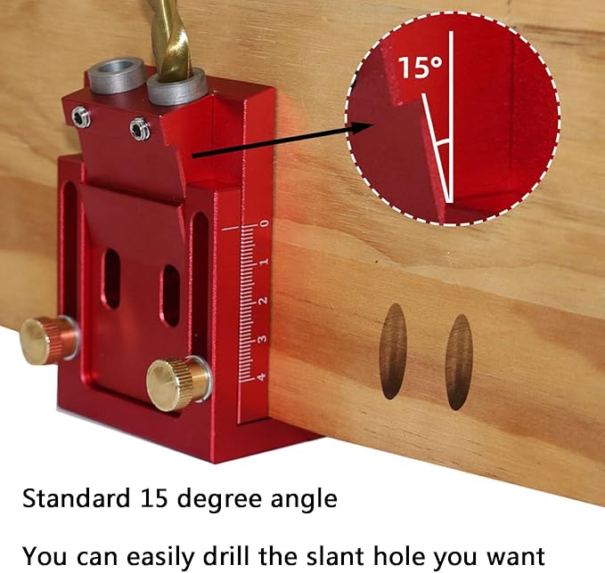 Pocket Hole Jig Set Woodworking Inclined Hole Positioner Pocket Dowel Hole Jig System Set Woodwork Guides Joint Carpentry Locator for Woodworking Angle Drilling Holes Carpenters