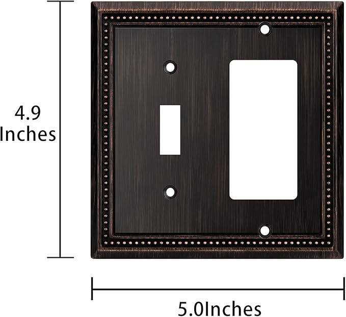 Henne Bery Sunken Pearls Heavy Duty Decorative Wall Plate Switch Plate Outlet Cover (Toggle/Decorator, Aged Bronze)