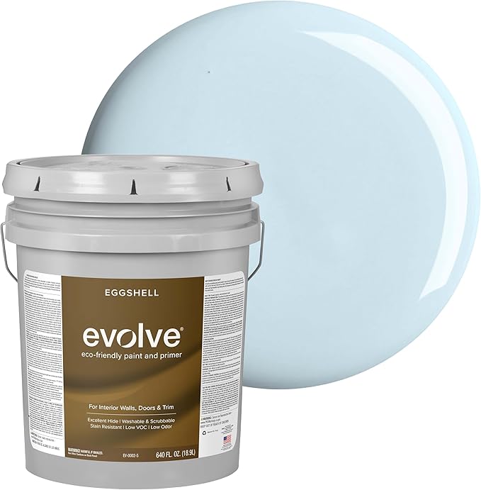 EVOLVE Paint & Primer: Environment-friendly, Low Sheen with One-coat Coverage for Interior & Exterior surfaces (Sky Blue, 5-Gallon)