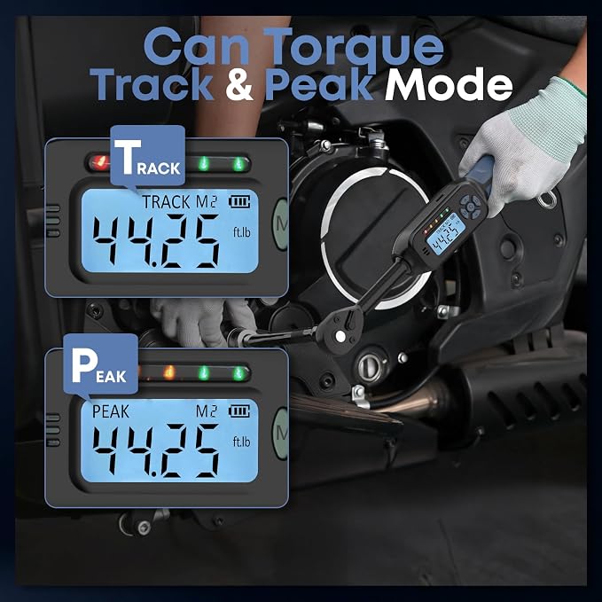 Digital Torque Wrench| ±2% Accuracy | Dual Alarm System | Short Handle Design | Electronic Torque Wrench Digital for Bicycle Moto/Auto Blue1 3/8" 3-60 N.m