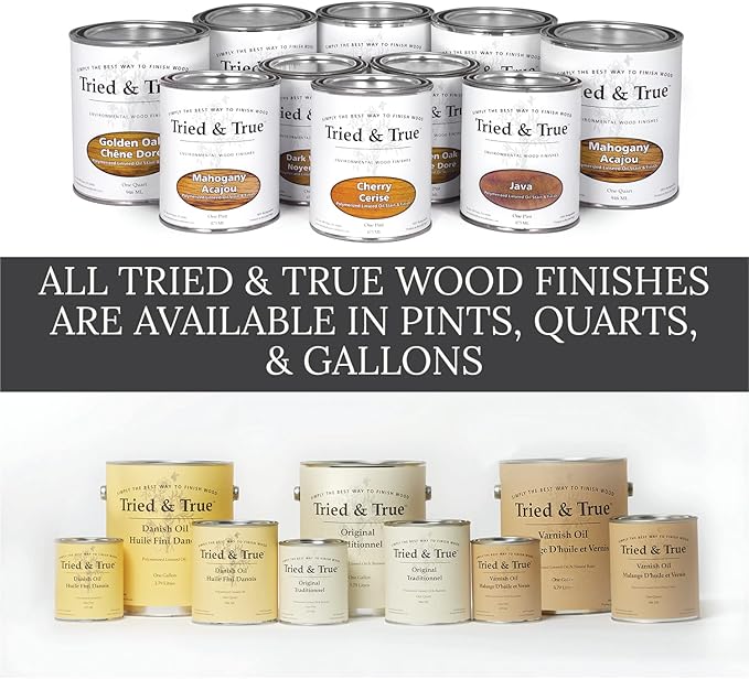 Tried & True Original Wood Finish, Pint - Linseed Oil & Beeswax Blend, Ideal for All Woodwork, Long-Lasting Durability, Food Safe Sealer, Non-Toxic Wood Finish