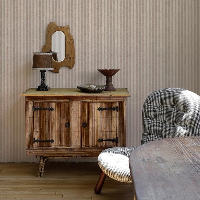 Tempaper x Jeremiah Brent Charles Street Stripe Textured Removable Peel and Stick Wallpaper, 20.5 in X 16.5 ft, Made in The USA
