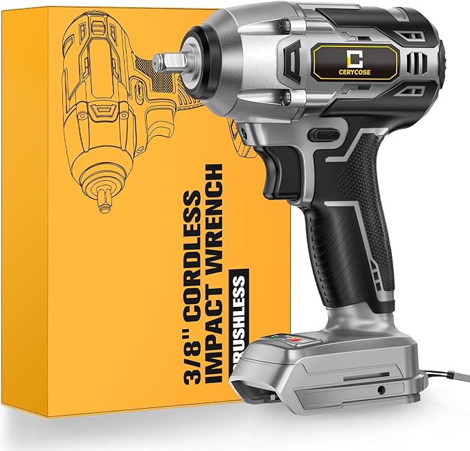 Cordless Impact Wrench for Dewalt Battery 250FT-LBS 3/8 inch 340N.m Compact Impact Gun Brushless Electric Includes LED Work Light - 2400RPM Light-Duty Impact Driver Wrench - No Battery