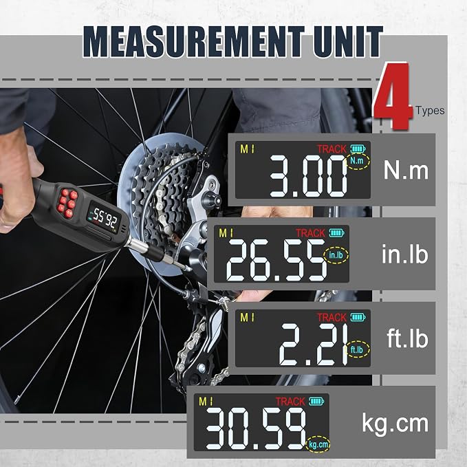 VANPO Digital Torque Screwdriver, 1.77-26.55 in.lb, ±2% Accuracy | 0.2-3Nm, 1/4" Inch Pound Torque Screwdriver Set with S2 Bits, LCD Display & Audible Buzzer & 4 Unit for Bike,Scope Mounting