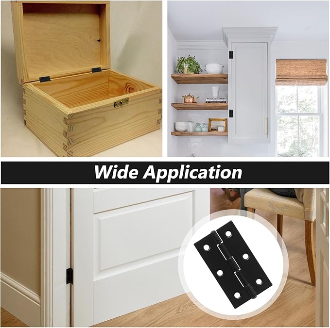 Murtenze 6 Pack 2.5 Inch Door Hinges, Black Butt Hinges with Mounting Screws