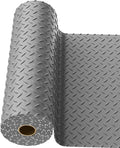4x20 FT Garage Floor Mat, 2.8mm Thickened PVC Flooring Roll for Under Car, Golf Cart Parking Mat, Diamond Plate Gray Motorcycle Mat for Warehouse, Basement, Gyms, Trailer（Included Tapes）