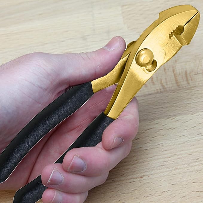 WEDO 2PCS Brass Pliers Set - 6" Slip Joint Pliers, 8" Long Nose Pliers with Non-Slip Handle,For Gripping, Loosening Nuts and Bolts, Cutting Steel Wire,Die-Forged,Corrosion Resistant