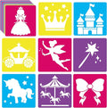 36pcs Princess Drawing Stencils 8 Inch Sidewalk Chalk Stencils Painting Large Washable Reusable Garden Theme Princesses Fairies Primary Shape Template