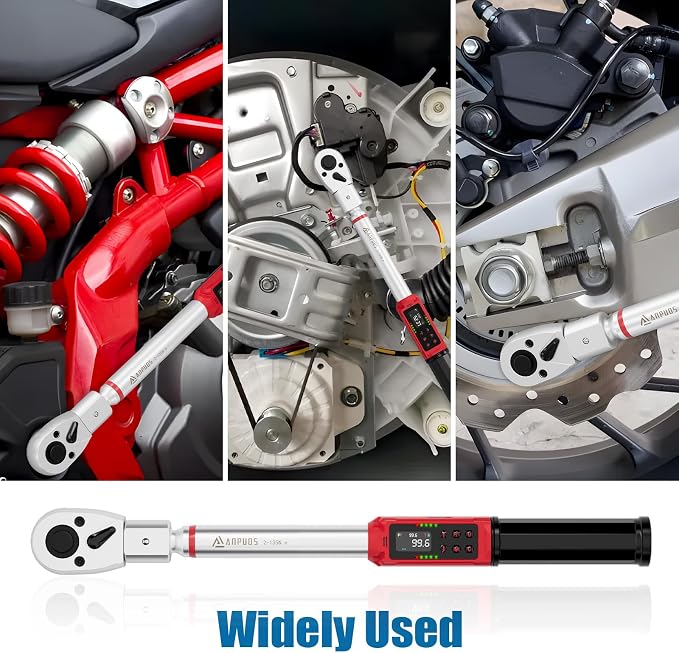 Adjustable Digital Torque Wrench, 1.5-99.6 Ft.lb, ±1% Accuracy | 2-135Nm, 45mm Jaw & 1/2" Ratchet, 14×18mm Open End, Vibration, Buzzer, LED Indicator for HVAC, Split AC, Motorcycle, Plumbing