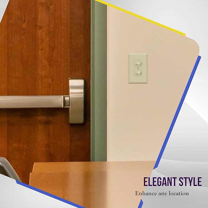 ENERLITES Duplex Receptacle Outlet Wall Plate, Electrical Outlet Cover, Gloss Finish, Mid-Size 1-Gang 4.88" x 3.11", Unbreakable Polycarbonate Thermoplastic, UL Listed, 8821M-I-10PCS, Ivory, 10 Pack