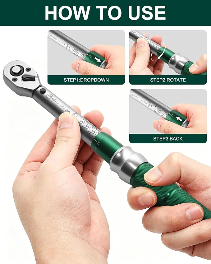 1/4" Drive 33Pcs Click Torque Wrench Set, 2-24 Nm | ±3% High Precision 72-Tooth Reversible Cr-V Tool for Auto, Motorcycle & Bicycle Repair with Storage Case