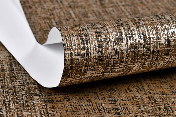 Chocolate Gold Metallic Peel and Stick Wallpaper | Textured Removable Thick Wallpaper, with Stunning Metallic Sheen, Dark Brown Accent for Bohemian makeover