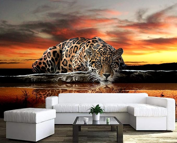 Animal Leopard 3D Wallpaper Mural 103" x 69" (Not Peel and Stick)