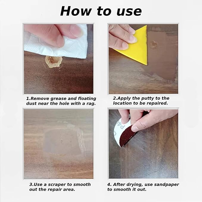 Fix Cracks & Chips Instantly - Wood Filler Putty for Indoor/Outdoor Use | 9.87 oz, Water Resistant, Stainable & Paintable, Natural, Easy to Sand