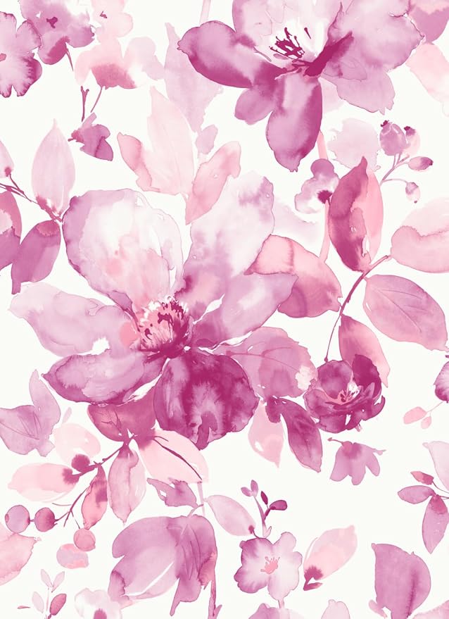 NextWall Watercolor Flower Peel and Stick Wallpaper (Pink)