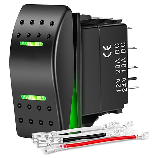 Nilight Waterproof Rocker Switch Toggle ON Off ON Switches DPDT 7Pin 12V 24V Jumper Wires Winch Pump Switch for Cars Trucks Caravans Boats RV SUV ATV UTV