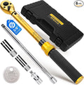 3/8-Inch Drive Torque Wrench Set, 5-50 FT.LB(6.8-67.8 Nm), Magnetic Spark Plug Socket Set, 12-Point Sockets 14mm & 16mm, Spark Plug Gap Tool, ±3% Accuracy, 72-Tooth Torque Wrench for Motor, Car Repair