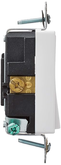 Leviton 20 Amp, 120/277 Volt Decora Plus Rocker Single-Pole AC Quiet Switch, 5621-2W, White