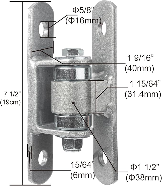 Heavy Duty Bolt on Sealed Bearing Outdoor Gate Hinges - Bolt onto Gate and Post for Large Heavy Driveway Gates Up to 1100 Pounds, Adjustable Yoke Pivot CI3700 Gate Hinge (Sold as a Pair)