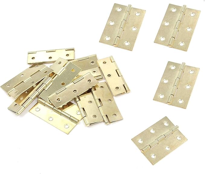 XMHF 2 Inch Butt Hinges for Cupboard Cabinet Home Furniture Hardware Door Folding Butt Hinge Golden Tone 12PCS